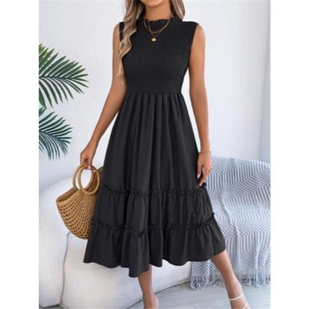 Smocked Sleeveless Tiered Dress